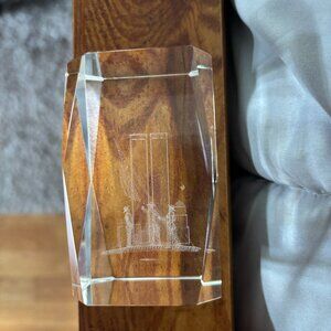 3D Twin Towers Laser 9/11 Glass Paperweight